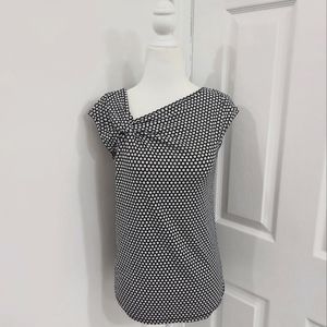 Ann Taylor Black and White Floral Top